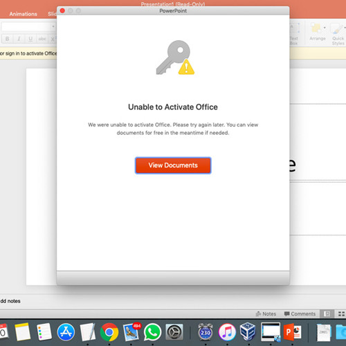 office 365 for mac not activating